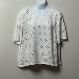 Dalia Women’s White and Black Polka Dot Short Sleeve Blouse Size XL